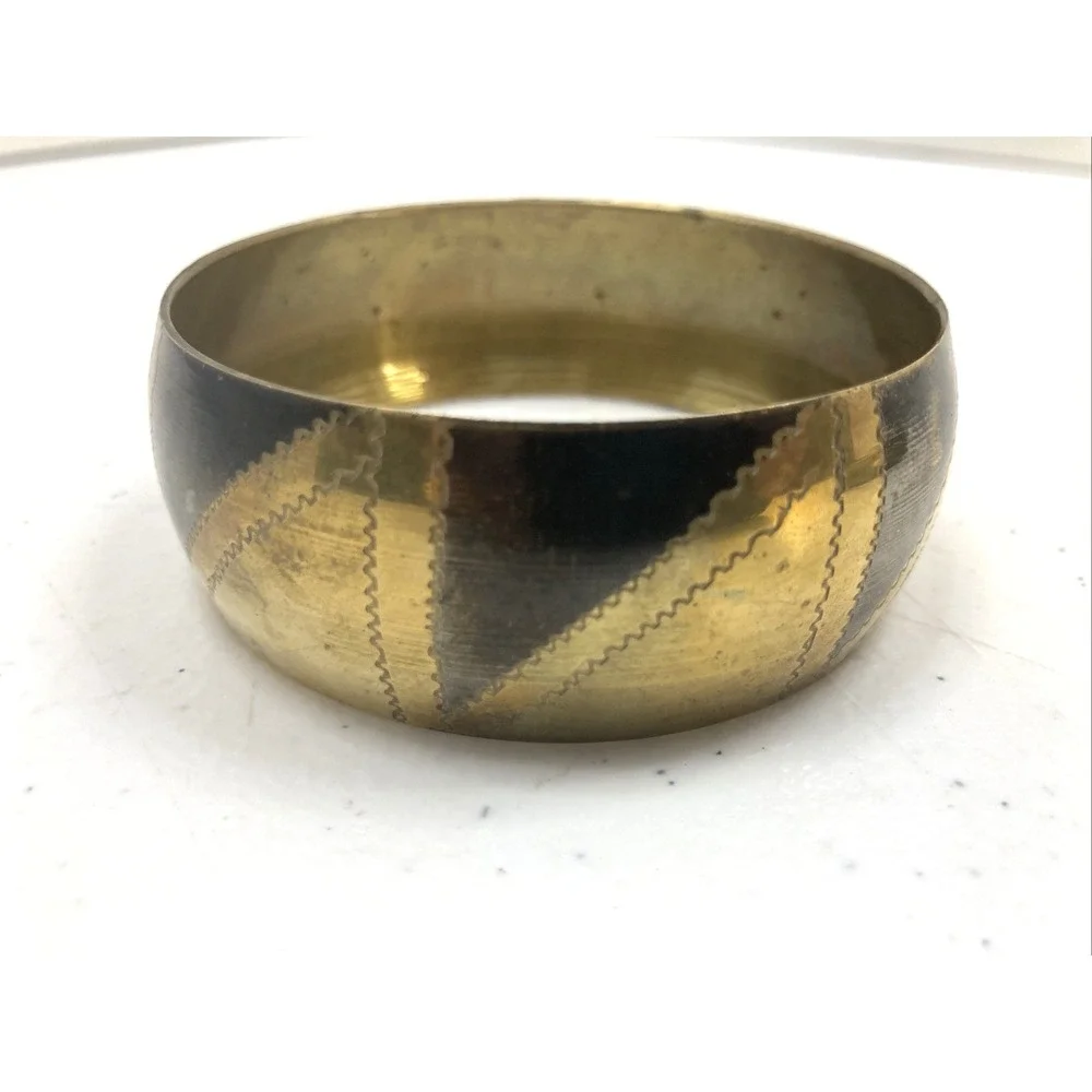 Pair‎ Of Vtg Brass Stackable Bangle Bracelet Boho Tribal Hammered Metal